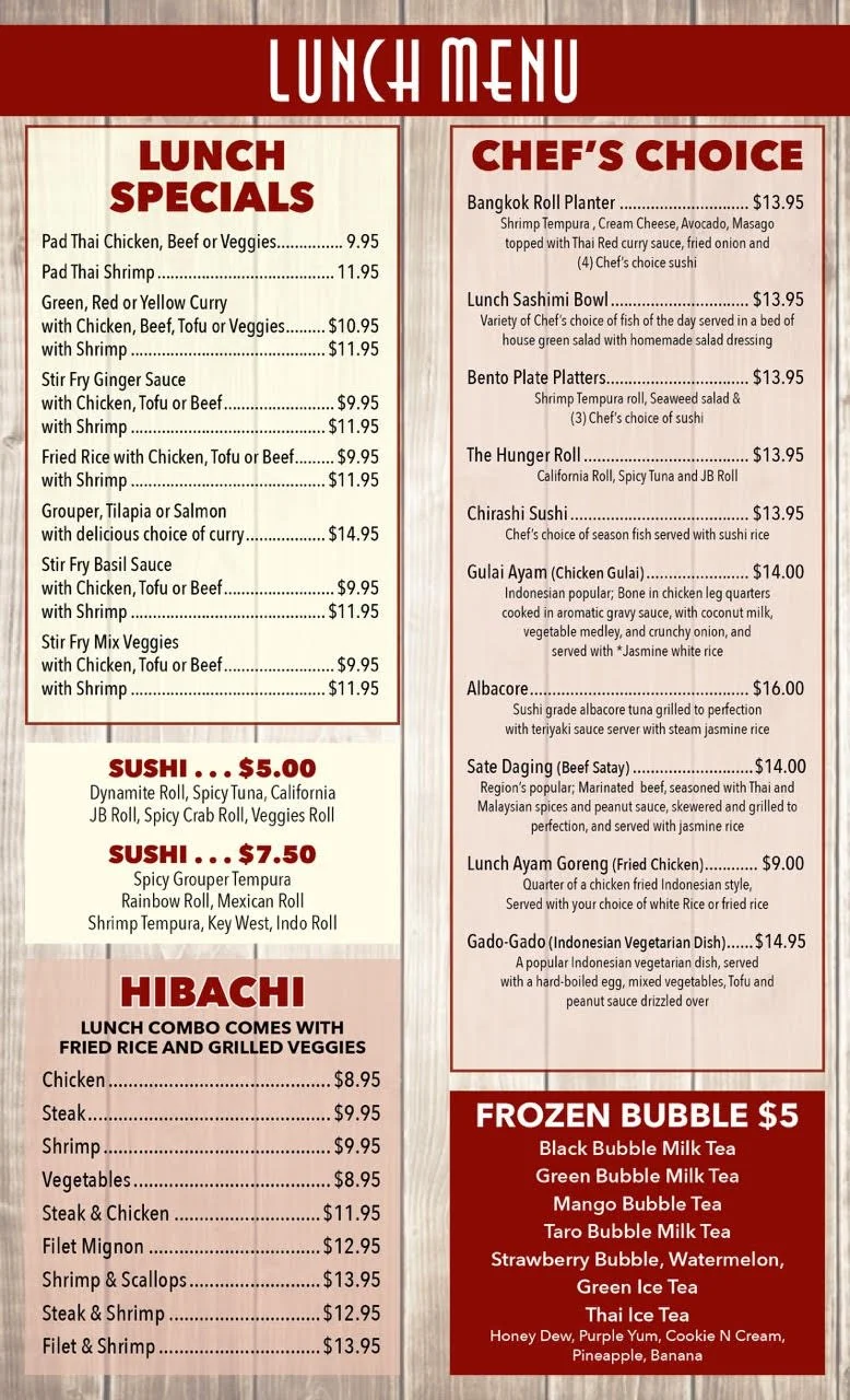 Lunch & Happy Hour Menu